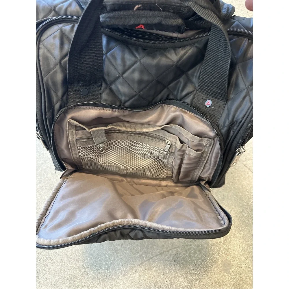 Athalon Rolling Bag Black Multi-Pocket/Zip Weekender Travel Extendable Handle